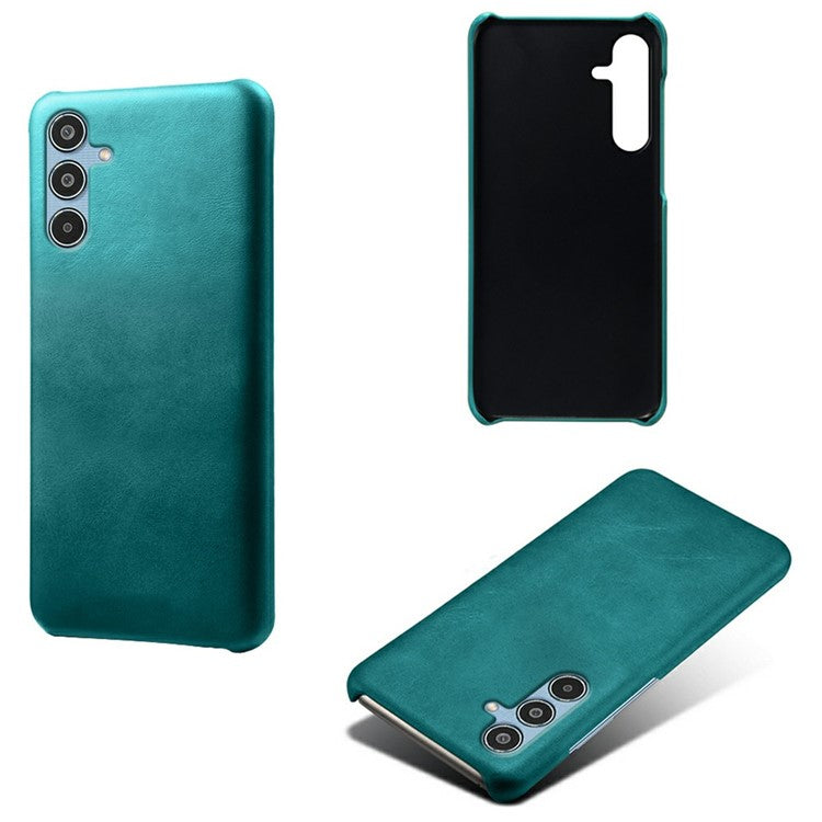 For Samsung Galaxy M35 5G Case Calf Texture PU Leather Hard PC Protective Phone Cover - Green