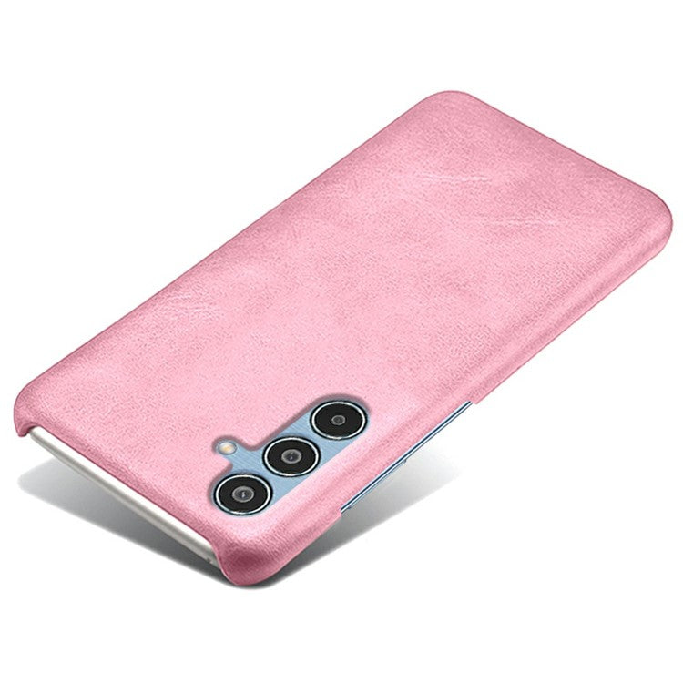 For Samsung Galaxy M35 5G Case Calf Texture PU Leather Hard PC Protective Phone Cover - Rose Gold