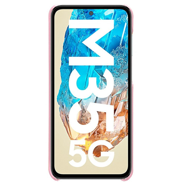 For Samsung Galaxy M35 5G Case Calf Texture PU Leather Hard PC Protective Phone Cover - Rose Gold