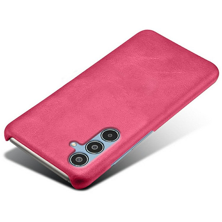 For Samsung Galaxy M35 5G Case Calf Texture PU Leather Hard PC Protective Phone Cover - Rose