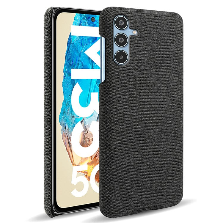 For Samsung Galaxy M35 5G Case Cloth Texture Anti-Scratch Protective PC Phone Cover - Black
