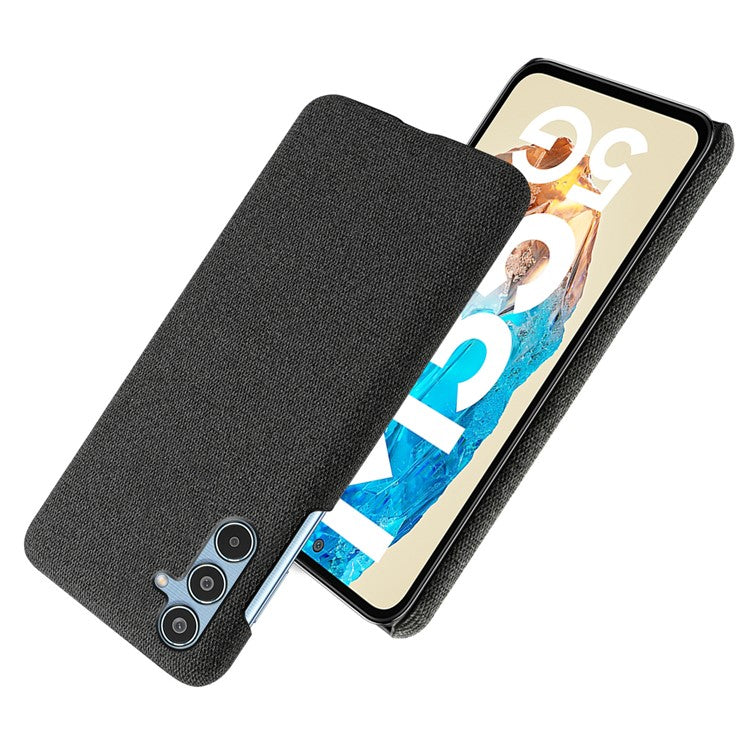 For Samsung Galaxy M35 5G Case Cloth Texture Anti-Scratch Protective PC Phone Cover - Black