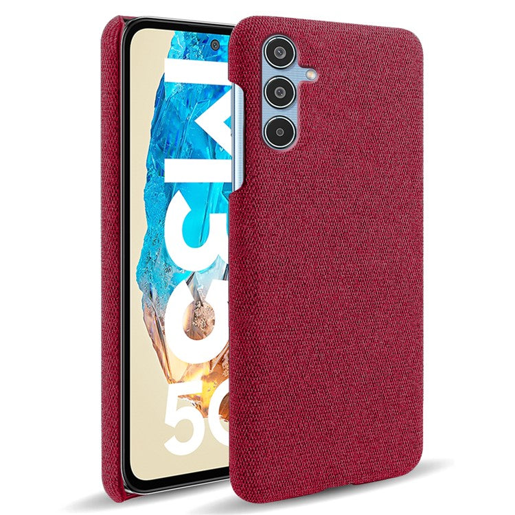 For Samsung Galaxy M35 5G Case Cloth Texture Anti-Scratch Protective PC Phone Cover - Red