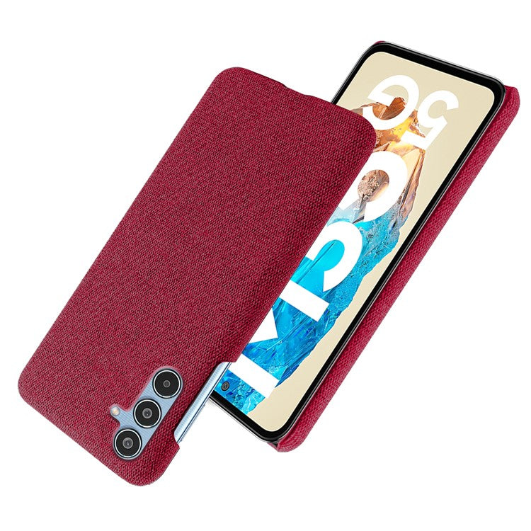 For Samsung Galaxy M35 5G Case Cloth Texture Anti-Scratch Protective PC Phone Cover - Red