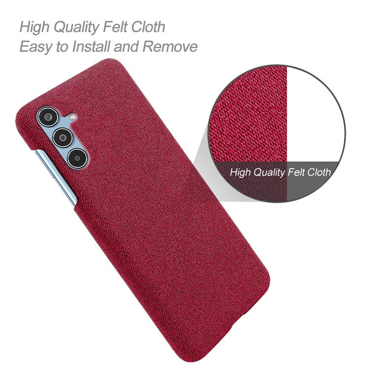 For Samsung Galaxy M35 5G Case Cloth Texture Anti-Scratch Protective PC Phone Cover - Red