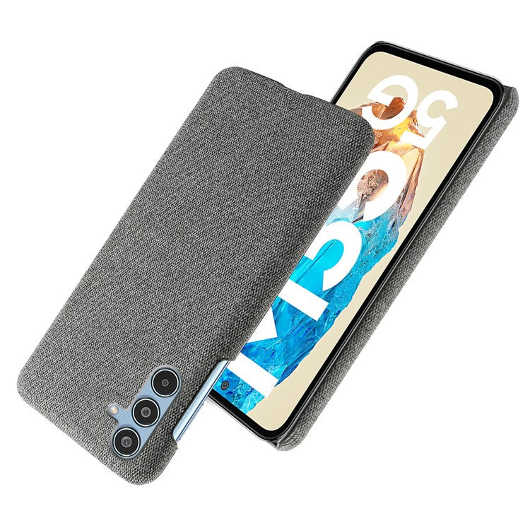 For Samsung Galaxy M35 5G Case Cloth Texture Anti-Scratch Protective PC Phone Cover - Grey