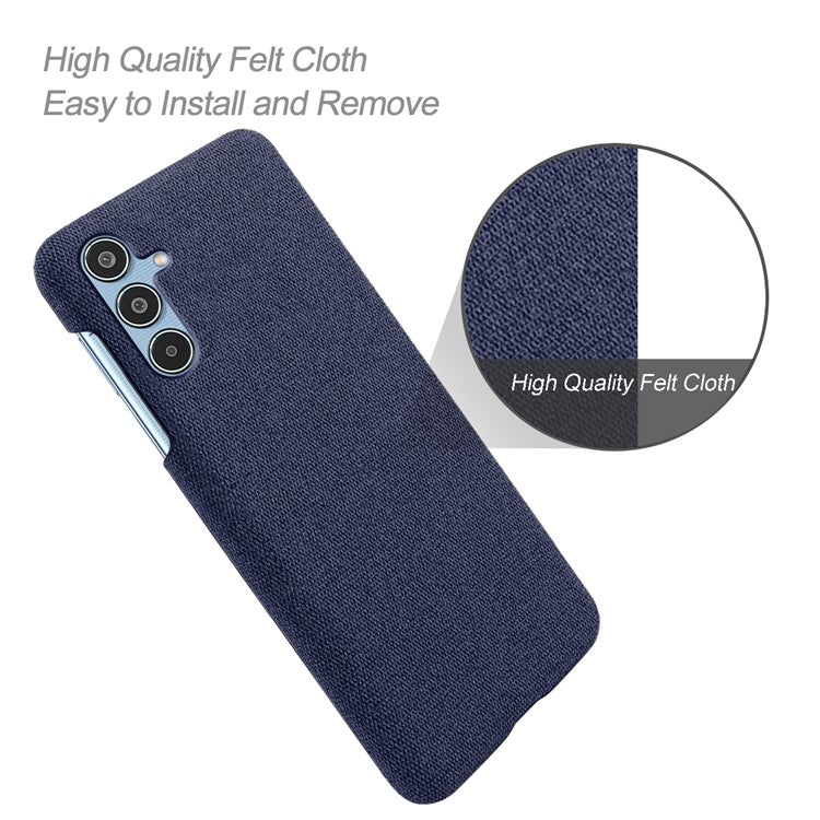 For Samsung Galaxy M35 5G Case Cloth Texture Anti-Scratch Protective PC Phone Cover - Blue