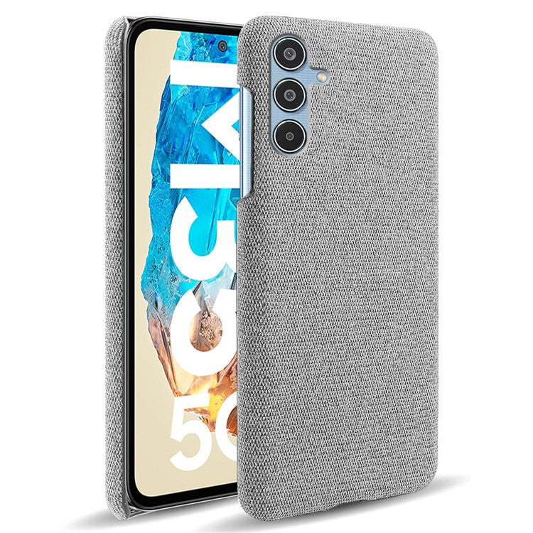 For Samsung Galaxy M35 5G Case Cloth Texture Anti-Scratch Protective PC Phone Cover - Light Grey