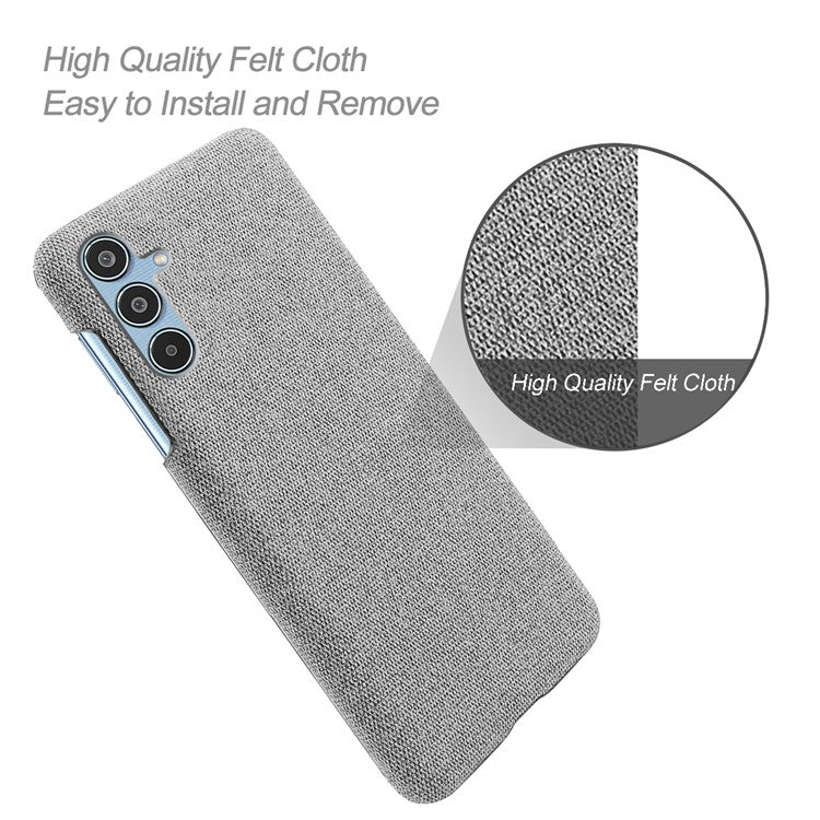 For Samsung Galaxy M35 5G Case Cloth Texture Anti-Scratch Protective PC Phone Cover - Light Grey