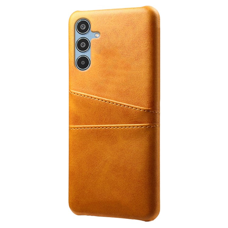 For Samsung Galaxy M35 5G Case Dual Card Slots PU Leather + Hard PC Phone Cover - Orange