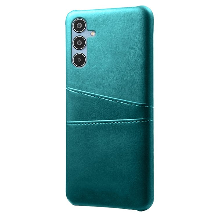 For Samsung Galaxy M35 5G Case Dual Card Slots PU Leather + Hard PC Phone Cover - Green