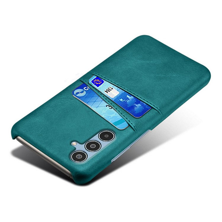 For Samsung Galaxy M35 5G Case Dual Card Slots PU Leather + Hard PC Phone Cover - Green