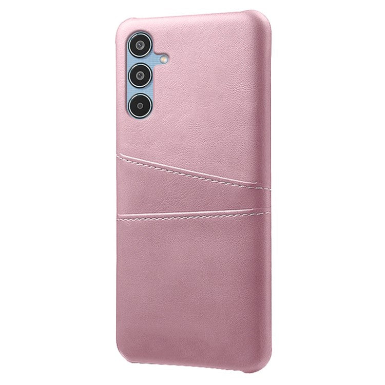For Samsung Galaxy M35 5G Case Dual Card Slots PU Leather + Hard PC Phone Cover - Rose Gold