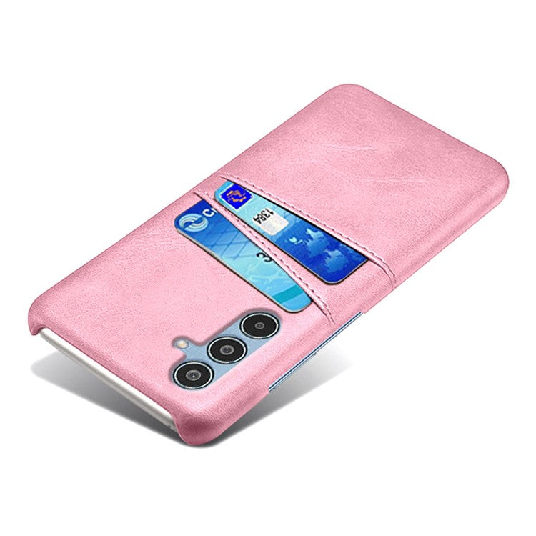 For Samsung Galaxy M35 5G Case Dual Card Slots PU Leather + Hard PC Phone Cover - Rose Gold
