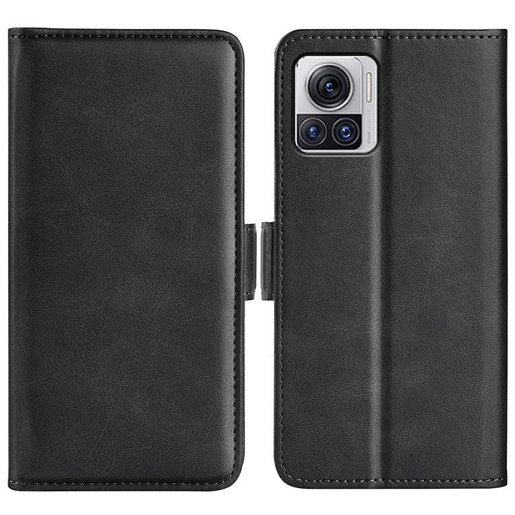 For Motorola Moto X30 Pro 5G / Edge 30 Ultra 5G Folio Flip Textured PU Leather Case Dual Magnetic Clasp Phone Stand Wallet Cover - Black