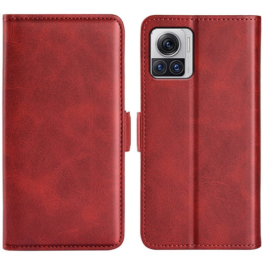 For Motorola Moto X30 Pro 5G / Edge 30 Ultra 5G Folio Flip Textured PU Leather Case Dual Magnetic Clasp Phone Stand Wallet Cover - Red