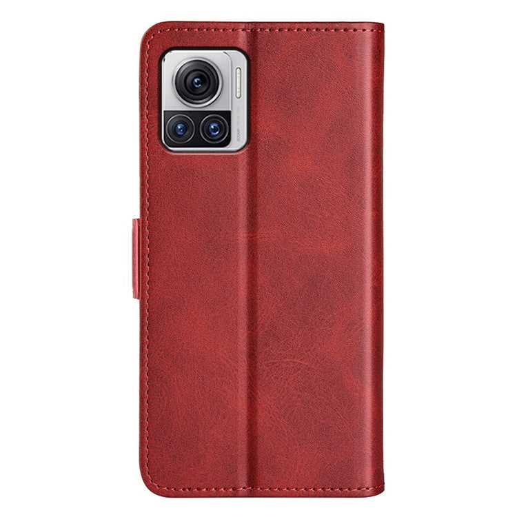 For Motorola Moto X30 Pro 5G / Edge 30 Ultra 5G Folio Flip Textured PU Leather Case Dual Magnetic Clasp Phone Stand Wallet Cover - Red