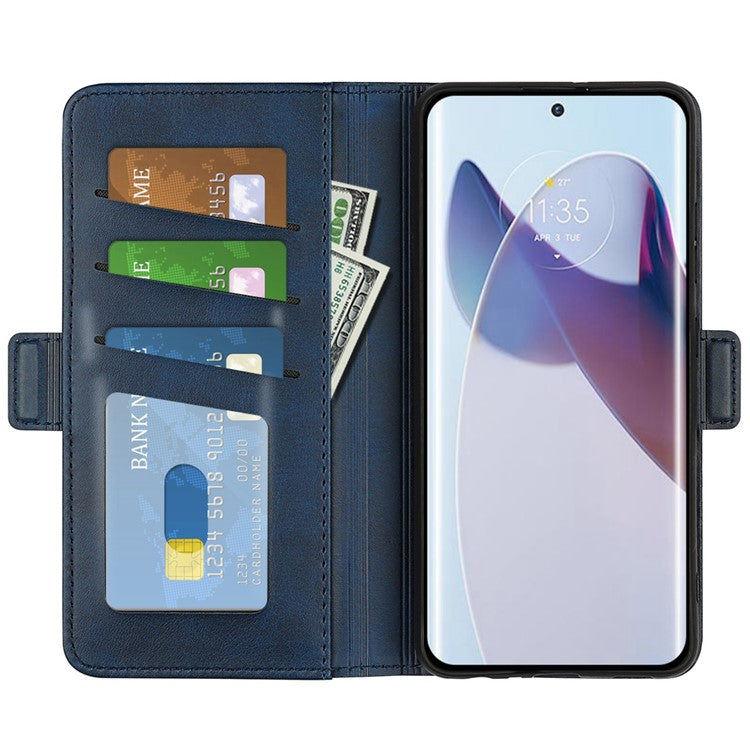For Motorola Moto X30 Pro 5G / Edge 30 Ultra 5G Folio Flip Textured PU Leather Case Dual Magnetic Clasp Phone Stand Wallet Cover - Blue