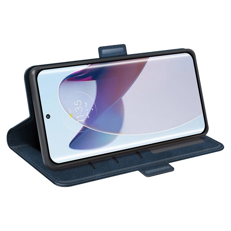 For Motorola Moto X30 Pro 5G / Edge 30 Ultra 5G Folio Flip Textured PU Leather Case Dual Magnetic Clasp Phone Stand Wallet Cover - Blue
