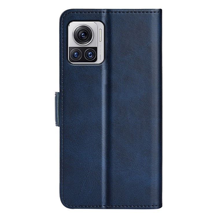 For Motorola Moto X30 Pro 5G / Edge 30 Ultra 5G Folio Flip Textured PU Leather Case Dual Magnetic Clasp Phone Stand Wallet Cover - Blue
