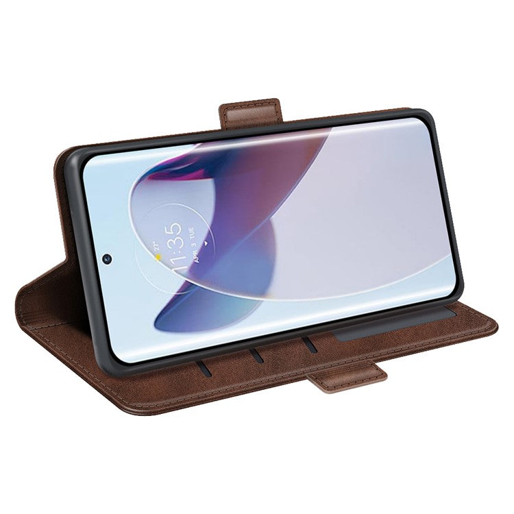 For Motorola Moto X30 Pro 5G / Edge 30 Ultra 5G Folio Flip Textured PU Leather Case Dual Magnetic Clasp Phone Stand Wallet Cover - Brown