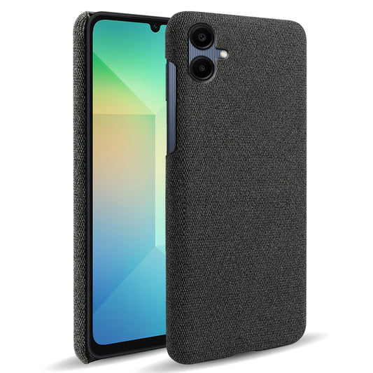 For Samsung Galaxy A06 Case Cloth Texture Anti-Scratch Protective PC Phone Cover - Black