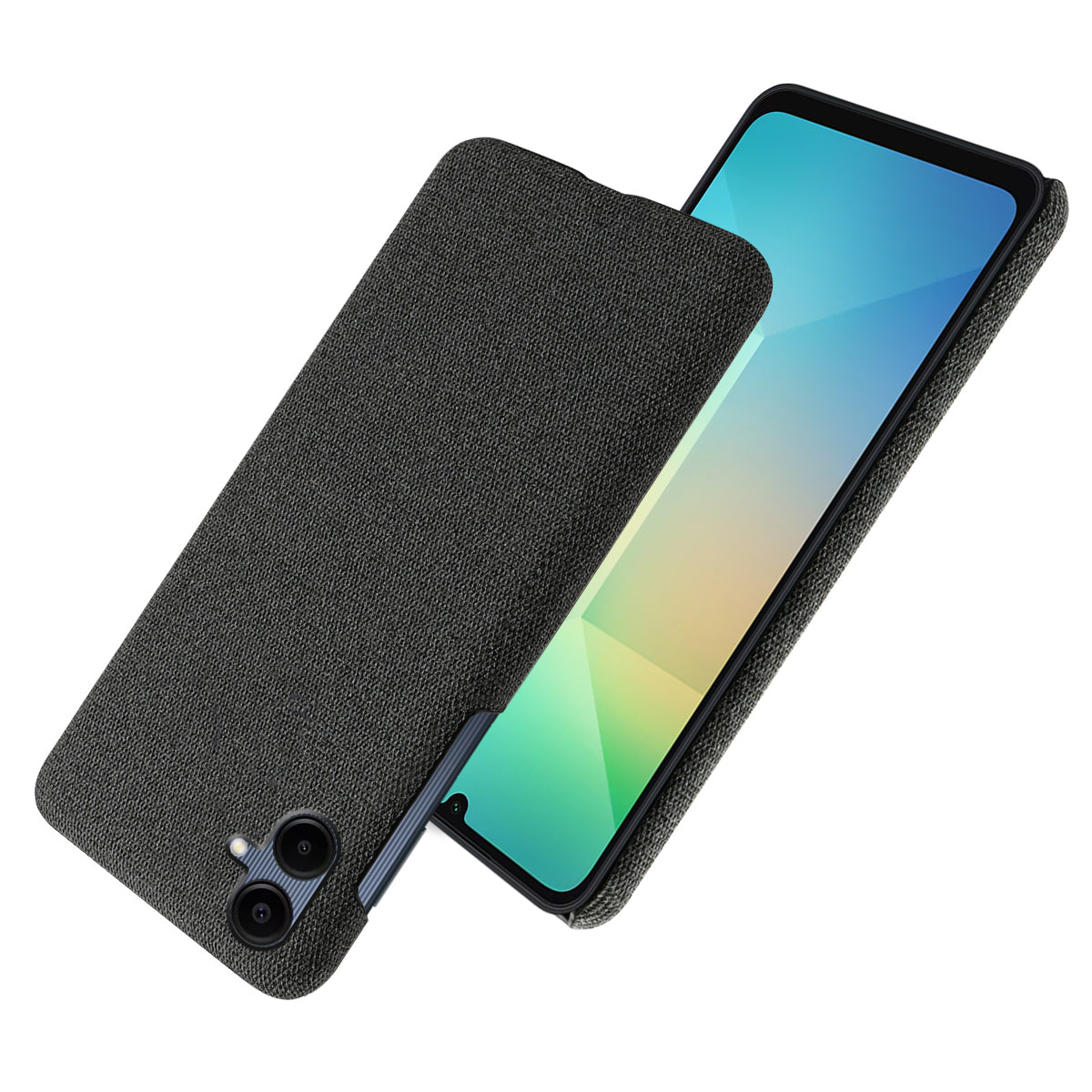 For Samsung Galaxy A06 Case Cloth Texture Anti-Scratch Protective PC Phone Cover - Black