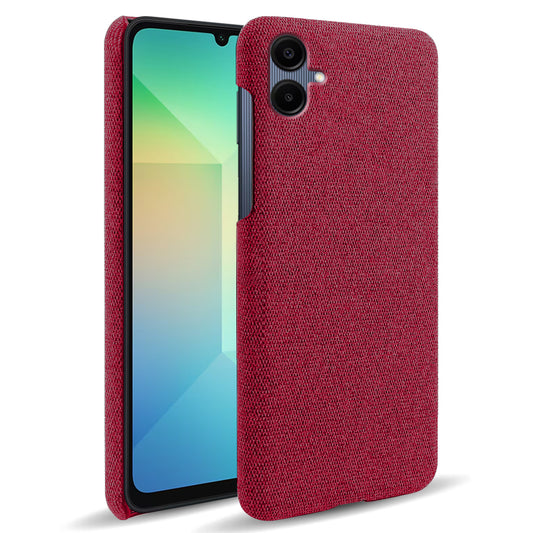 For Samsung Galaxy A06 Case Cloth Texture Anti-Scratch Protective PC Phone Cover - Red