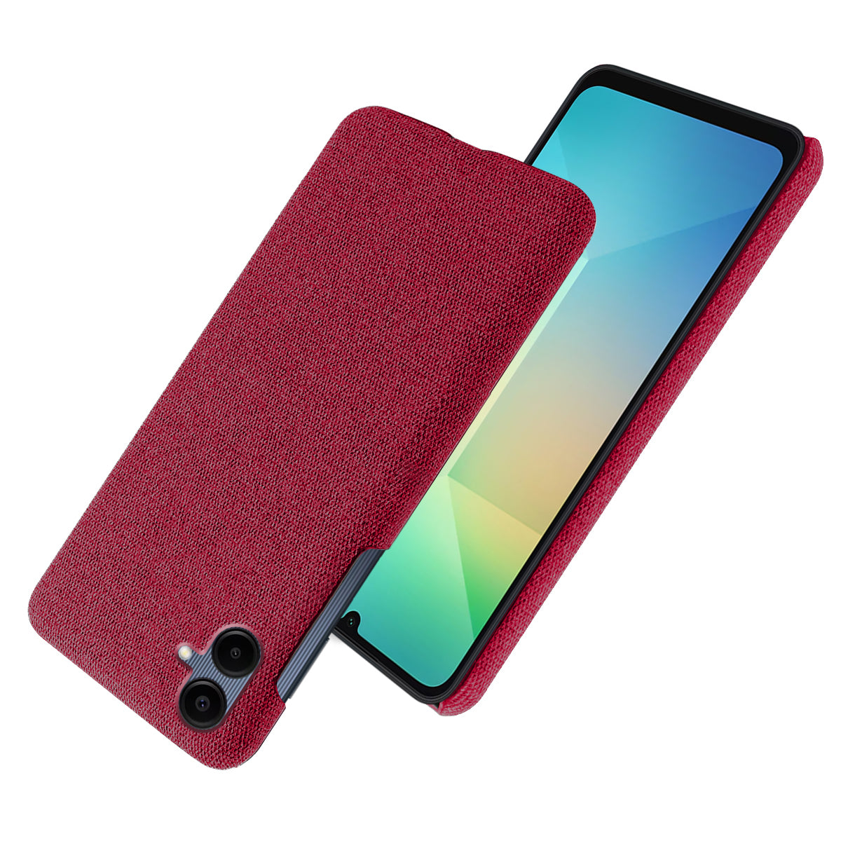 For Samsung Galaxy A06 Case Cloth Texture Anti-Scratch Protective PC Phone Cover - Red