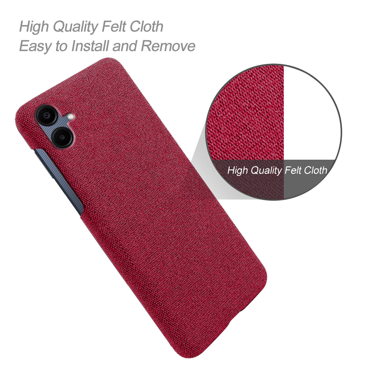 For Samsung Galaxy A06 Case Cloth Texture Anti-Scratch Protective PC Phone Cover - Red