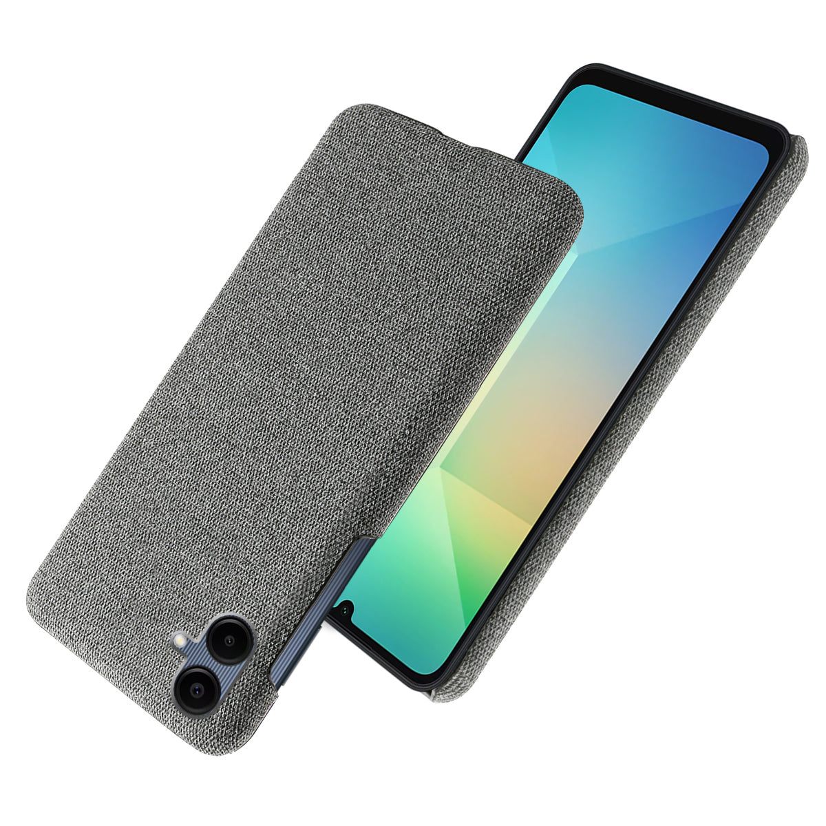 For Samsung Galaxy A06 Case Cloth Texture Anti-Scratch Protective PC Phone Cover - Grey