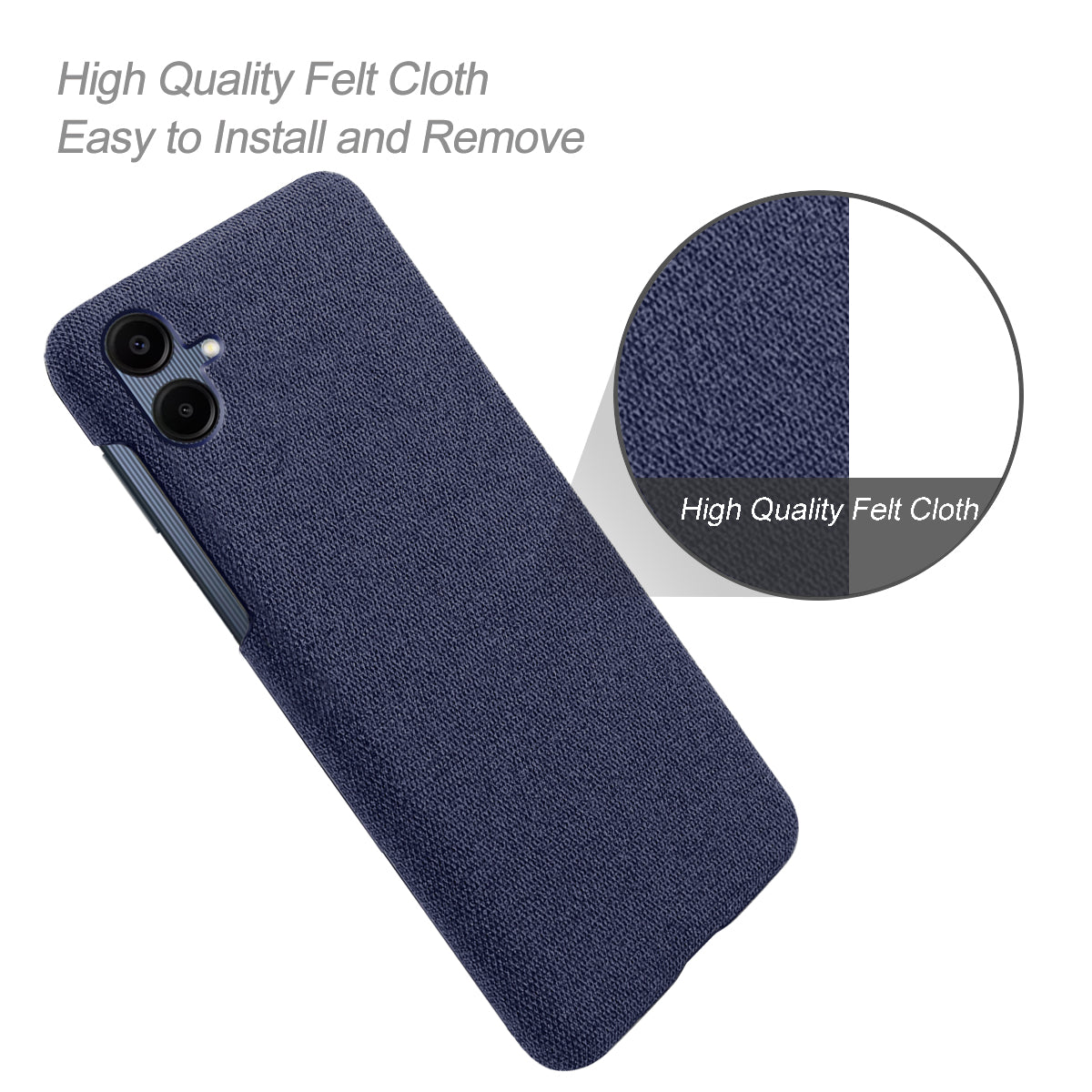 For Samsung Galaxy A06 Case Cloth Texture Anti-Scratch Protective PC Phone Cover - Blue