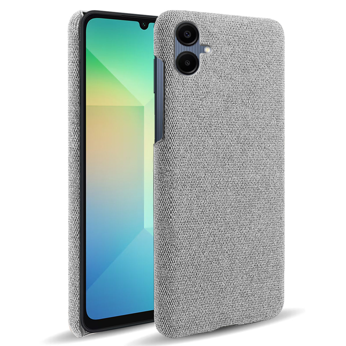 For Samsung Galaxy A06 Case Cloth Texture Anti-Scratch Protective PC Phone Cover - Light Grey