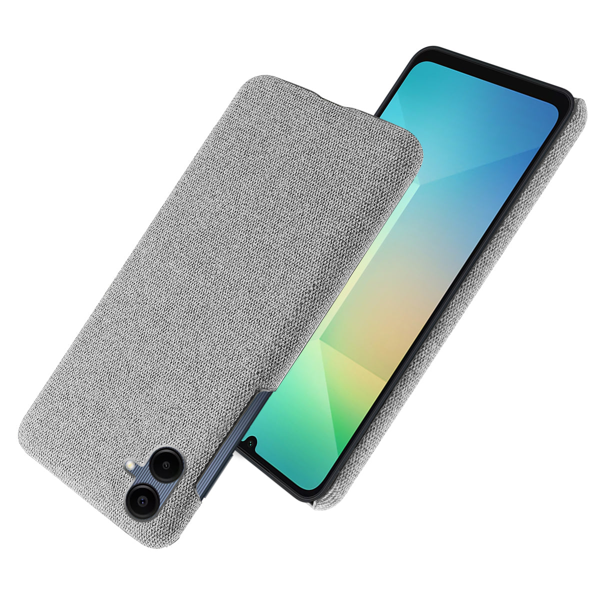 For Samsung Galaxy A06 Case Cloth Texture Anti-Scratch Protective PC Phone Cover - Light Grey