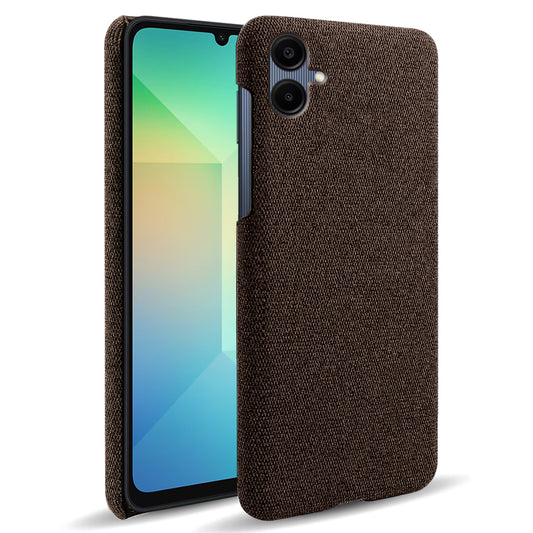 For Samsung Galaxy A06 Case Cloth Texture Anti-Scratch Protective PC Phone Cover - Brown