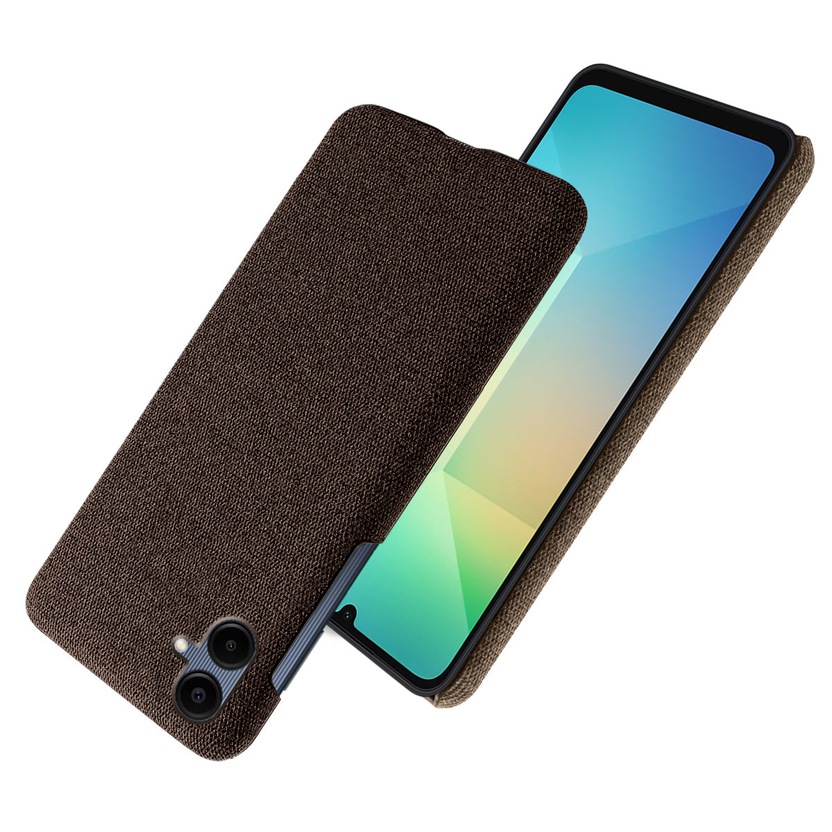 For Samsung Galaxy A06 Case Cloth Texture Anti-Scratch Protective PC Phone Cover - Brown