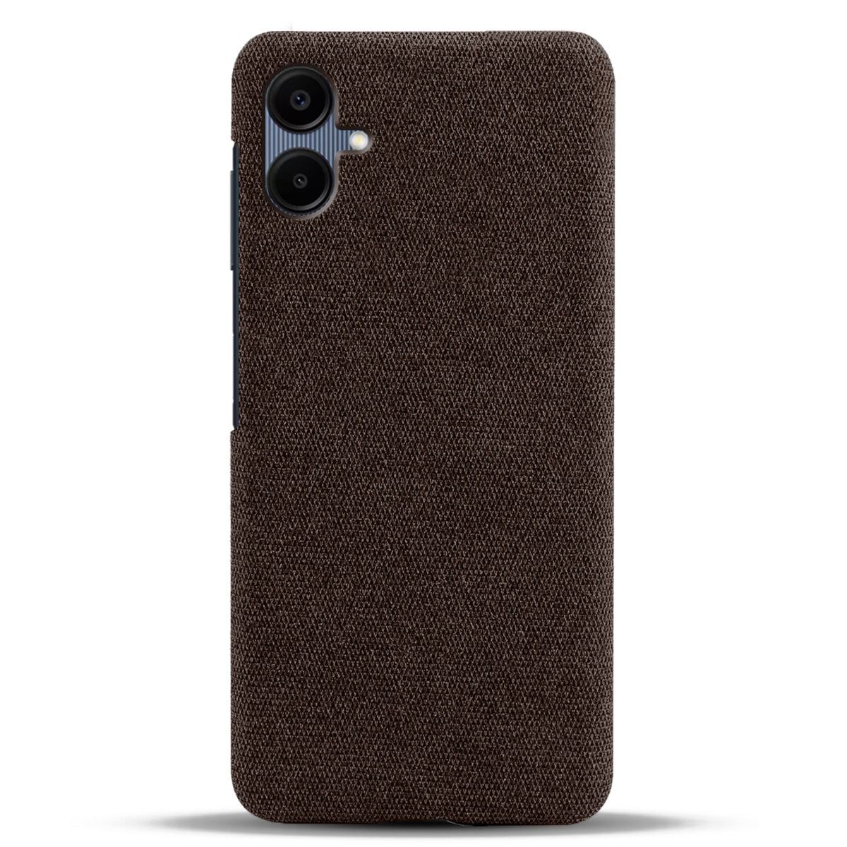For Samsung Galaxy A06 Case Cloth Texture Anti-Scratch Protective PC Phone Cover - Brown