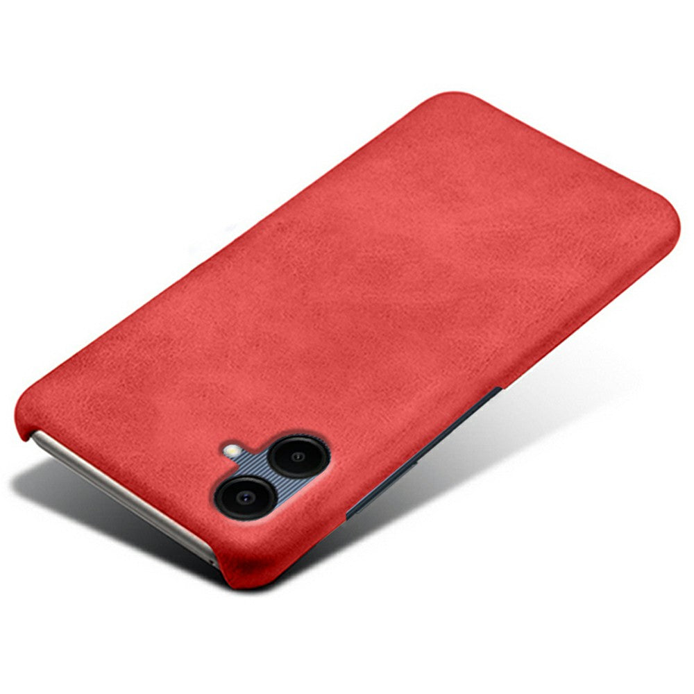 For Samsung Galaxy A06 Case Calf Texture PU Leather Hard PC Protective Phone Cover - Red