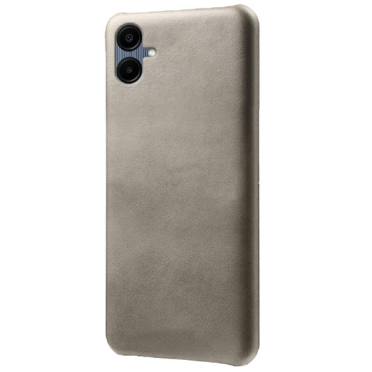 For Samsung Galaxy A06 Case Calf Texture PU Leather Hard PC Protective Phone Cover - Grey