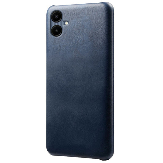 For Samsung Galaxy A06 Case Calf Texture PU Leather Hard PC Protective Phone Cover - Blue