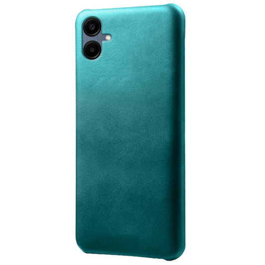 For Samsung Galaxy A06 Case Calf Texture PU Leather Hard PC Protective Phone Cover - Green