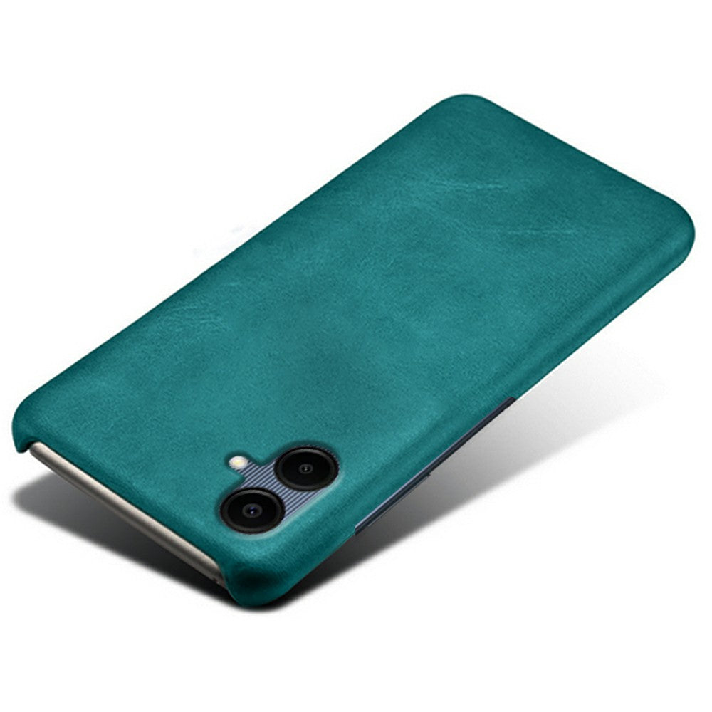 For Samsung Galaxy A06 Case Calf Texture PU Leather Hard PC Protective Phone Cover - Green