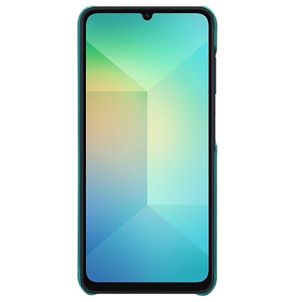 For Samsung Galaxy A06 Case Calf Texture PU Leather Hard PC Protective Phone Cover - Green