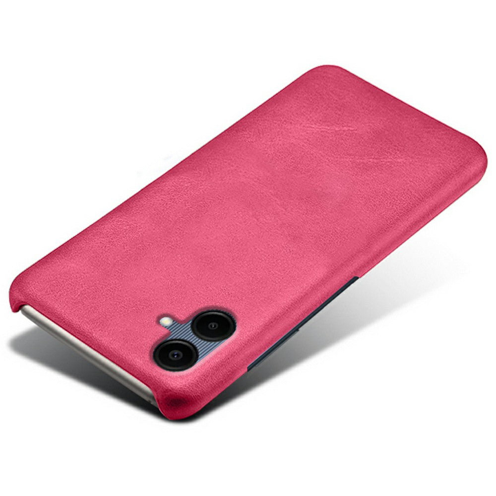 For Samsung Galaxy A06 Case Calf Texture PU Leather Hard PC Protective Phone Cover - Rose