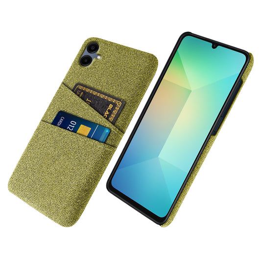 For Samsung Galaxy A06 Case Cloth + Hard PC Phone Cover with Dual Card Slots - Yellow