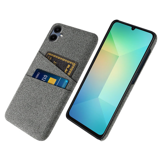 For Samsung Galaxy A06 Case Cloth + Hard PC Phone Cover with Dual Card Slots - Grey