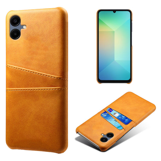 For Samsung Galaxy A06 Case Dual Card Slots PU Leather + Hard PC Phone Cover - Orange