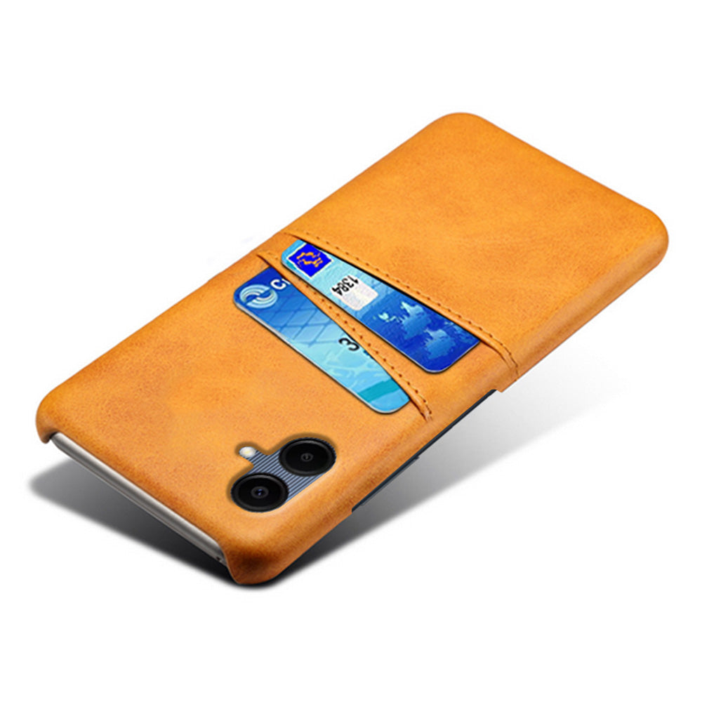 For Samsung Galaxy A06 Case Dual Card Slots PU Leather + Hard PC Phone Cover - Orange