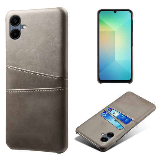 For Samsung Galaxy A06 Case Dual Card Slots PU Leather + Hard PC Phone Cover - Grey