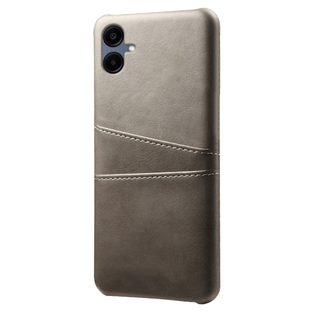 For Samsung Galaxy A06 Case Dual Card Slots PU Leather + Hard PC Phone Cover - Grey